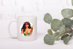 Pin Up Girl Illustration, Cartoon Girl PNG, Tulips PNG Product Image 3