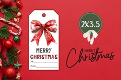 Watercolor Christmas Ribbon Gift Tag, Santa Sack Gift Tag Product Image 3