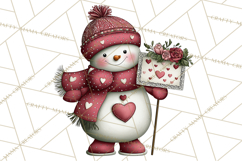 Valentine Snowman Clipart PNG Product Image 3