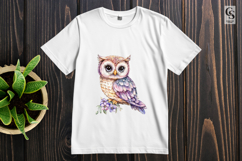 Floral Owl Watercolor Clipart Sublimation PNG Product Image 3