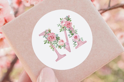 Watercolor pink floral alphabet Product Image 3