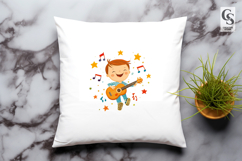 Happy Kids Playing Guitar Clipart Sublimation PNG Product Image 3