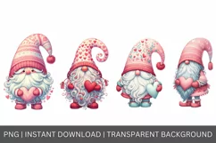 Valentine gnome clipart, watercolor gnomes sublimation Product Image 3