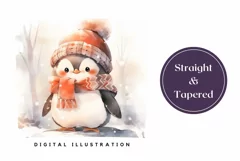 Watercolor Christmas Tumbler Wrap, Christmas Penguin Tumbler Product Image 3