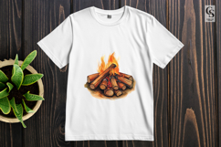 Watercolor Campfire Logs Clipart Sublimation PNG Product Image 2