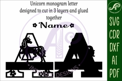 Unicorn Capital Monogram Letter name sign A SVG Product Image 3