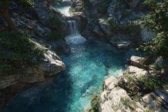 Tropical Rocky River Waterfall Clean Blue Water Texture Product Image 1