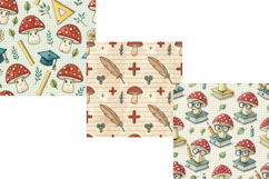 Back-to-School Scholastic Shrooms Digital Paper, Seamless Product Image 3