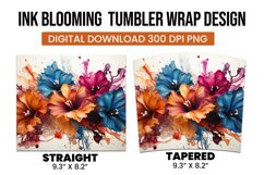 Watercolor Blooming flower tumbler wrap sublimation Product Image 3