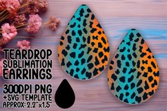 Leopard Pattern Teardrop Earring Wrap Colorful Gradient PNG Product Image 1