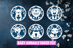 6 Baby Animals Round Paper Cut Ornaments Product Image 1