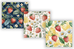 Summer Strawberry Gingham Digital Paper, Seamless Watercolor Product Image 4