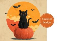 Bats Halloween Tumbler, Halloween Black Cat Tumbler Print Product Image 3