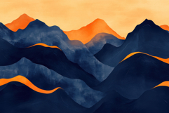 Dark Blue &amp; Orange Modern Art | Textured Scenic Background Product Image 1