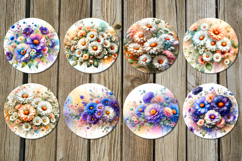 Gentle flowers | Car coaster &amp; key chain sublimation design Product Image 3