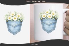 Denim pocket flowers png design for T-shirts Product Image 3