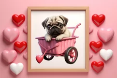 Cute Pug Puppy Valentine Clipart, Valentines Clipart Product Image 3