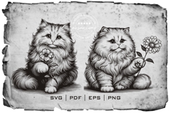 Cute Fluffy Cat Holding a Flower Product Image 2
