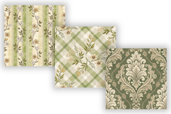 Olive Dust Toile Digital Paper Pack, Vintage Floral Toile Product Image 3