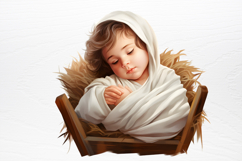 Christmas Baby Jesus Watercolor Clipart PNG Product Image 3