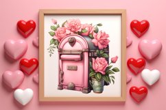 Retro Valentine Watercolor Clipart, Pink Valentine Product Image 3