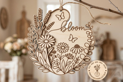 Bloom Floral SVG Sign, Wildflower Door Hanger Laser Cut File Product Image 1