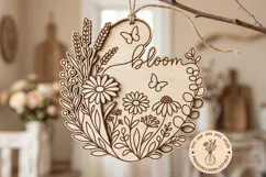Bloom Floral SVG Sign, Wildflower Door Hanger Laser Cut File Product Image 1