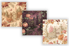 Dusty Rose Pumpkin Patch Toile Paper, Seamless Watercolor Product Image 3
