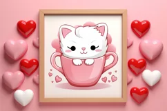 Sweet Cat Valentines Day Clipart, Valentines PNG Product Image 3