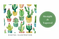 Cactus Tumbler Wrap, Watercolor Plants Tumbler Sublimation Product Image 3