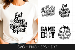 Eat Sleep Baseball Repeat Quote SVG PNG Product Image 1