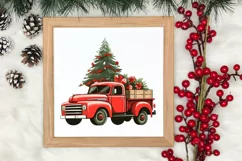 Red Christmas Truck Sublimation Clipart, Christmas PNG Product Image 3