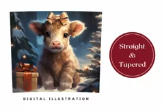 Christmas Tumbler Sublimation, Baby Highland Cow PNG Product Image 3