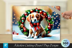 Christmas Puppy with Wreath Cutting Board PNG Design Product Image 1