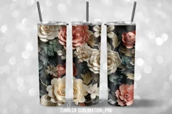 3D Dark Color Flowers Tumbler Sublimation Designs Product Image 3