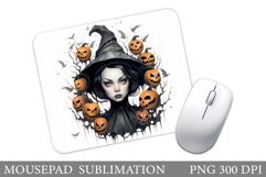 Witch Mouse Pad Sublimation. Halloween Mouse Pad Design Product Image 1