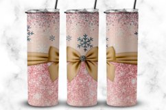Silver Pink Glitter Snowflakes Tumbler 20 oz tumbler wrap Product Image 1