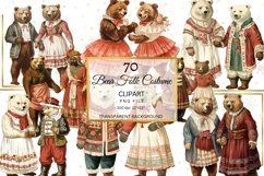 Bears in Folk Costumes Clipart, Cosplay Bears in Clothes PNG Product Image 4