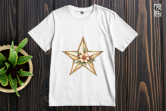 Golden Floral Star Frame Clipart Sublimation PNG Product Image 3