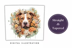 Watercolor Dog Tumbler Wrap Design, Pit Bull Dog Sublimation Product Image 3