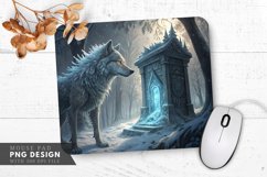 Frosty Mane Wolf by Ancient Ice Altar Mouse Pad PNG Design Product Image 1