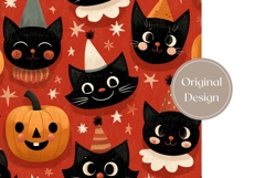 Cartoon Halloween Cats Tumbler, Cute Halloween Tumbler Print Product Image 3
