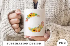 Watercolor Autumn Pumpkins Wreath png Product Image 3