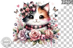 Cat With Flowers Sublimation - Clipart PNG Design Product Image 1