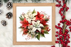 Christmas Flowers Watercolor Clipart, Christmas PNG Product Image 1