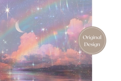 Moon Tumbler Design, Glitter Rainbow Tumbler, Stars PNG Product Image 3