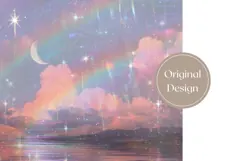 Moon Tumbler Design, Glitter Rainbow Tumbler, Stars PNG Product Image 3