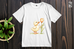 Watercolor Duckling with Tulip Clipart Sublimation PNG Product Image 3