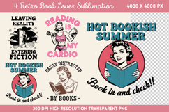 Retro Book Lover Sublimation Clipart Bundle PNG Product Image 4