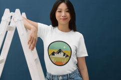 Retro Sunset Mountain Circle Embroidery Design Product Image 3